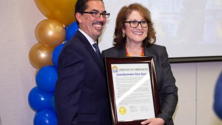 Assemblymember Reyes at State of the 47th Swearing-in receiving certificate of commendation